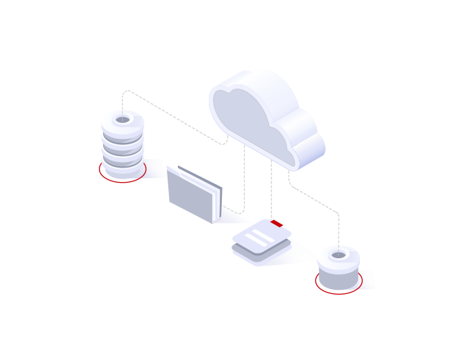 A cloud graphic connected to different representations of data types, representing efficient processing for diverse data