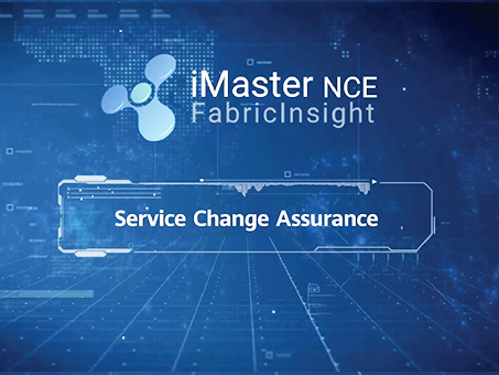 A blue and white graphic highlighting Huawei iMaster NCE FabricInsight's real-time network health evaluation