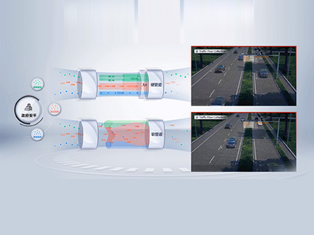 A graphic that shows how a camera monitors highways, illustrating Huawei's 4-in-1 optical transmission platform