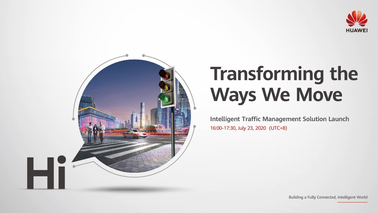 Banner for Huawei's Intelligent Traffic Management Solution Launch, 2020, with a KV depicting an intersection at night