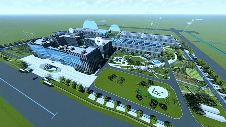 A 3D rendering of the Yancheng Power Supply Company's low-carbon and smart energy industrial park