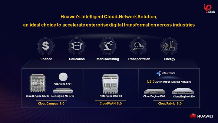 Steven Zhao, VP of Huawei's Data Communication Product Line, delivering a speech on the Intelligent Cloud-Network Solution