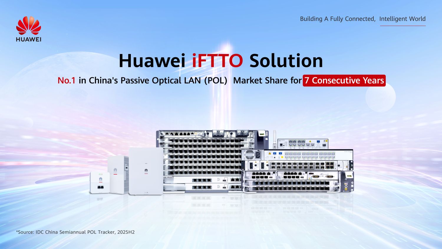 Huawei Ranks No. 1 in China's POL Market for the Seventh Consecutive Year with iFTTO Solution