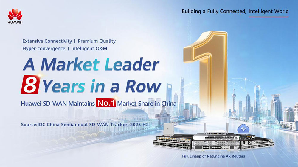 Huawei SD-WAN Ranks No.1 in the Chinese Market for Eight Consecutive Years
